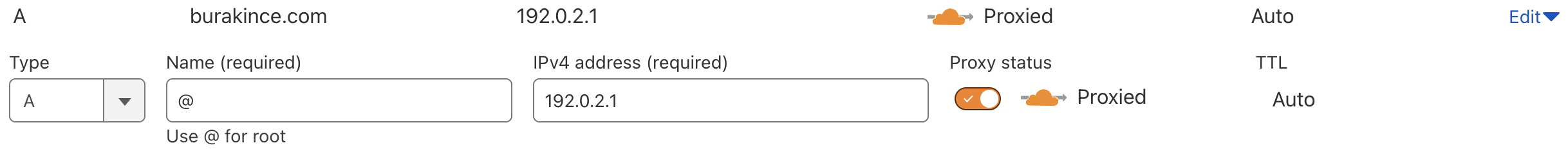 image of my type A registration on Cloudflare