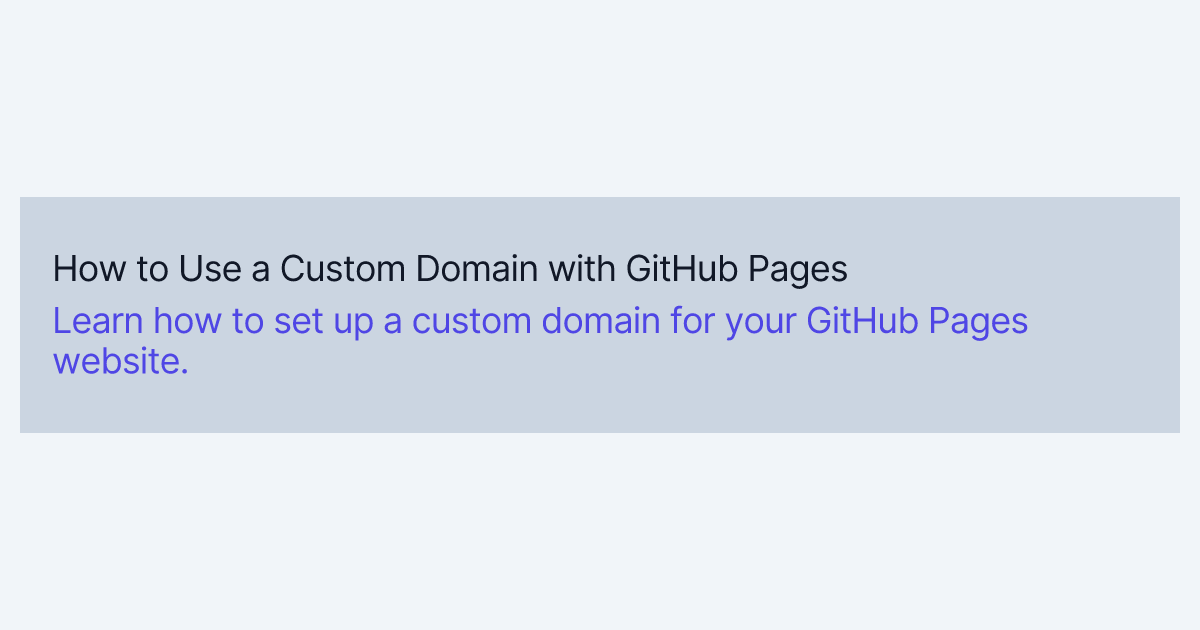 How to Use a Custom Domain with GitHub Pages